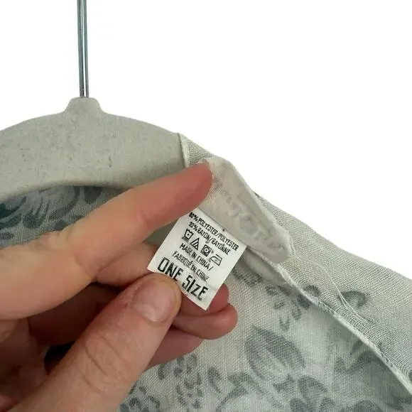 Natural Life Grey White Floral Kimono Wrap Shawl Boho Womens One Size - Picture 5 of 6